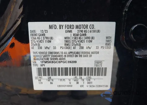 2023 Ford Explorer St from USA, damaged, VIN 1FM5K8GC8PGC39209